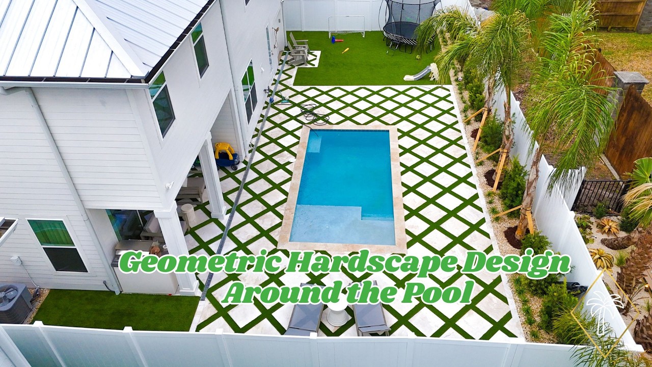 Geometric Hardscape Design Around the Pool