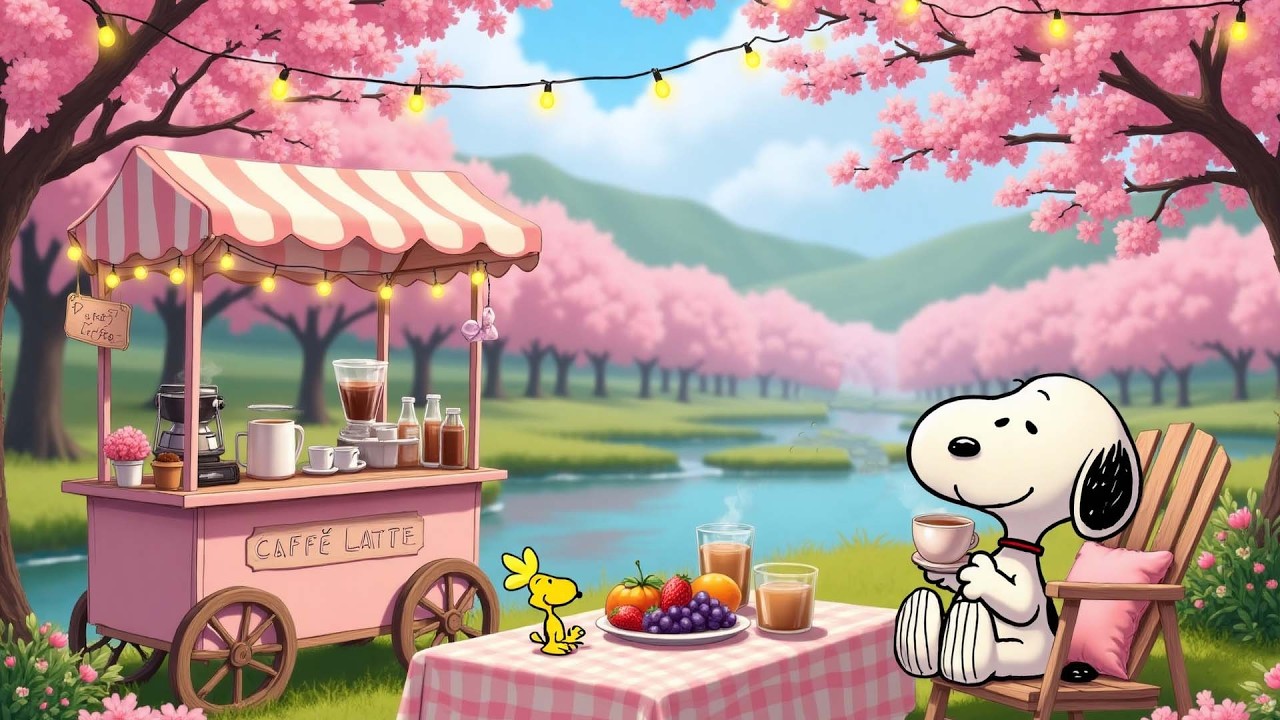 🌸 Snoopy Spring Reset ☕ Cherry Blossom Coffee  Lofi Chill for Study