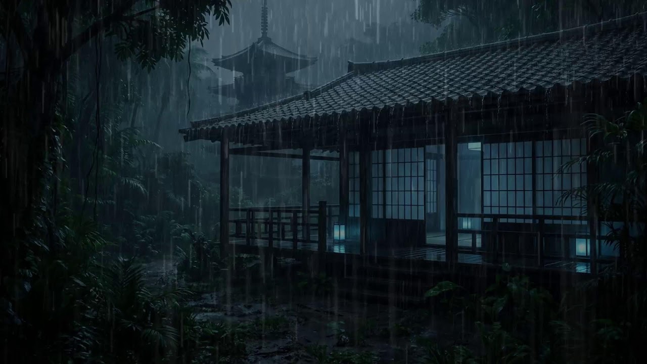 Fall Asleep Instantly 😴 Heavy Rain Destroys the Silence at a Wooden Forest Cabin