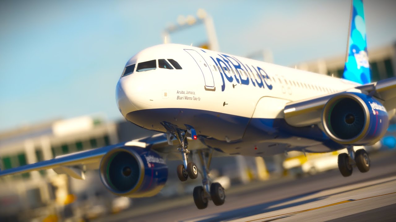 JET BLUE Airbus A320 TOUCHES DOWN AT John F Kennedy!
