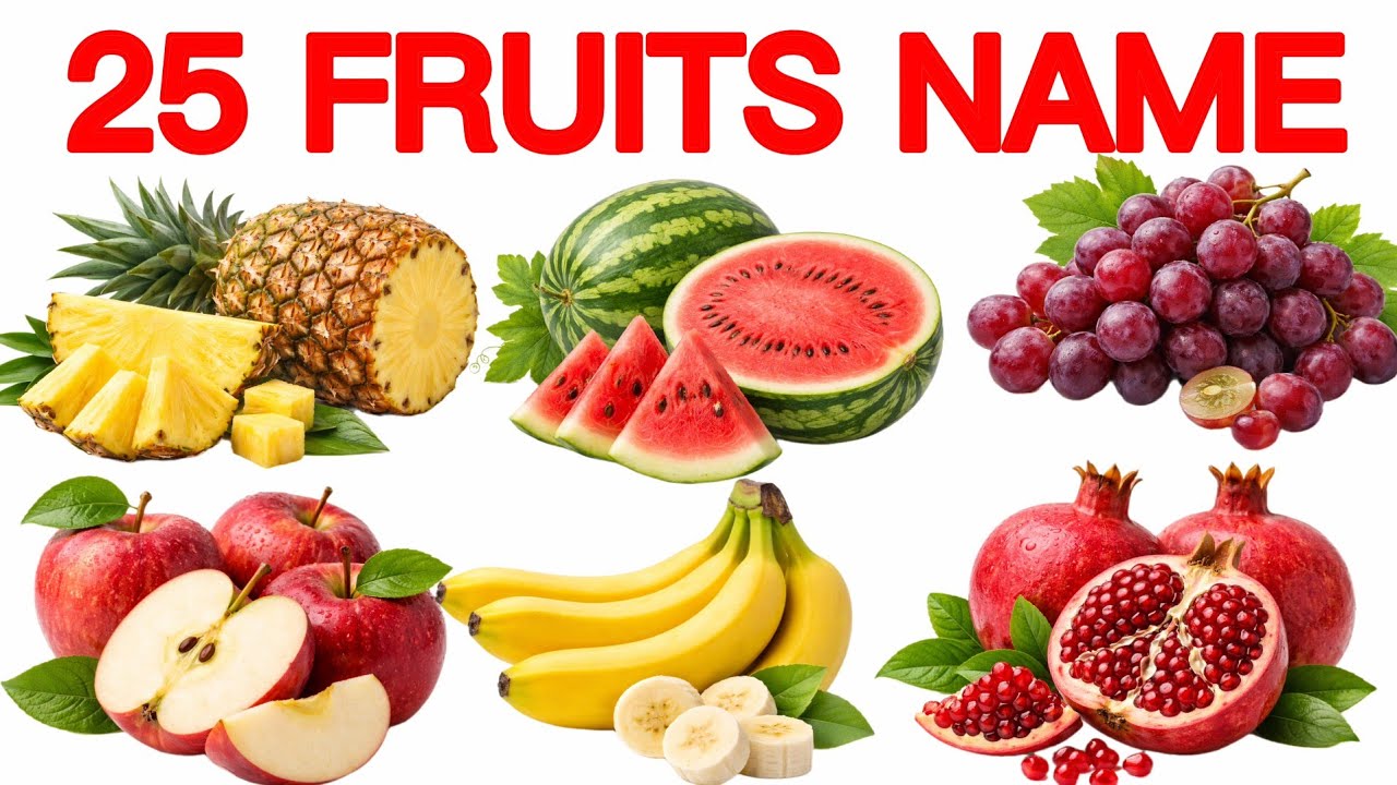 बच्चों के लिए 25 फलों के नाम  | 25 Fruits Name English and Hindi |  Fruits Name & Pictures Part5