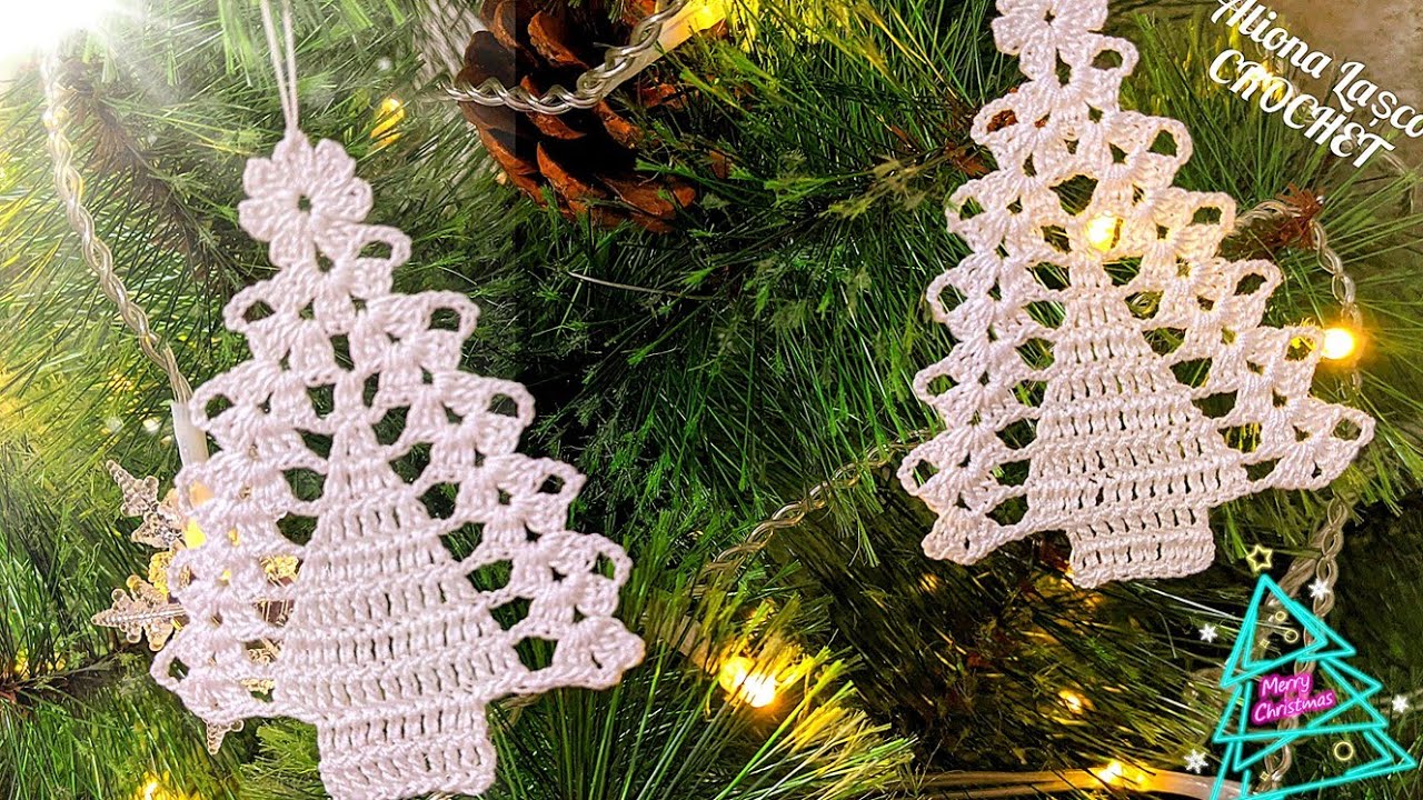 Ornament- BRAD croşetata/ Ornament, crocheted FIR TREE/ ABETE all'uncinetto/ ABETO de crochê