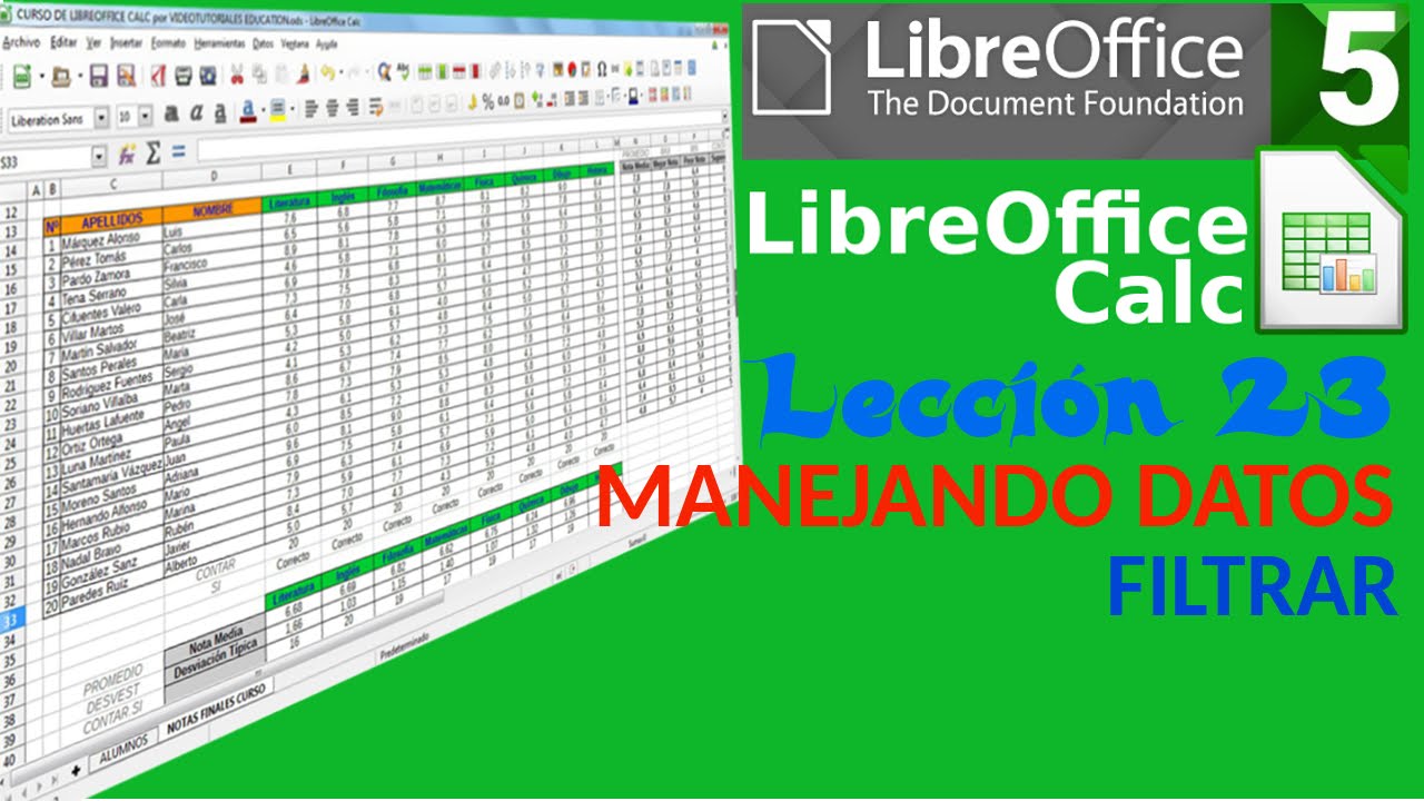 Tutorial LibreOffice Calc - 23/34  Manejando Datos. Filtrar.
