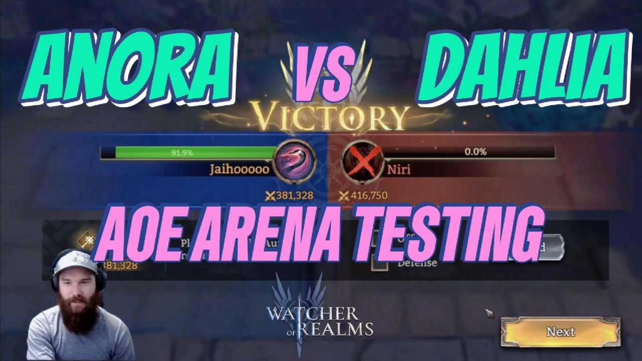ANORA VS DAHLIA PT 2 | AOE ARENA TESTING | WATCHER OF REALMS
