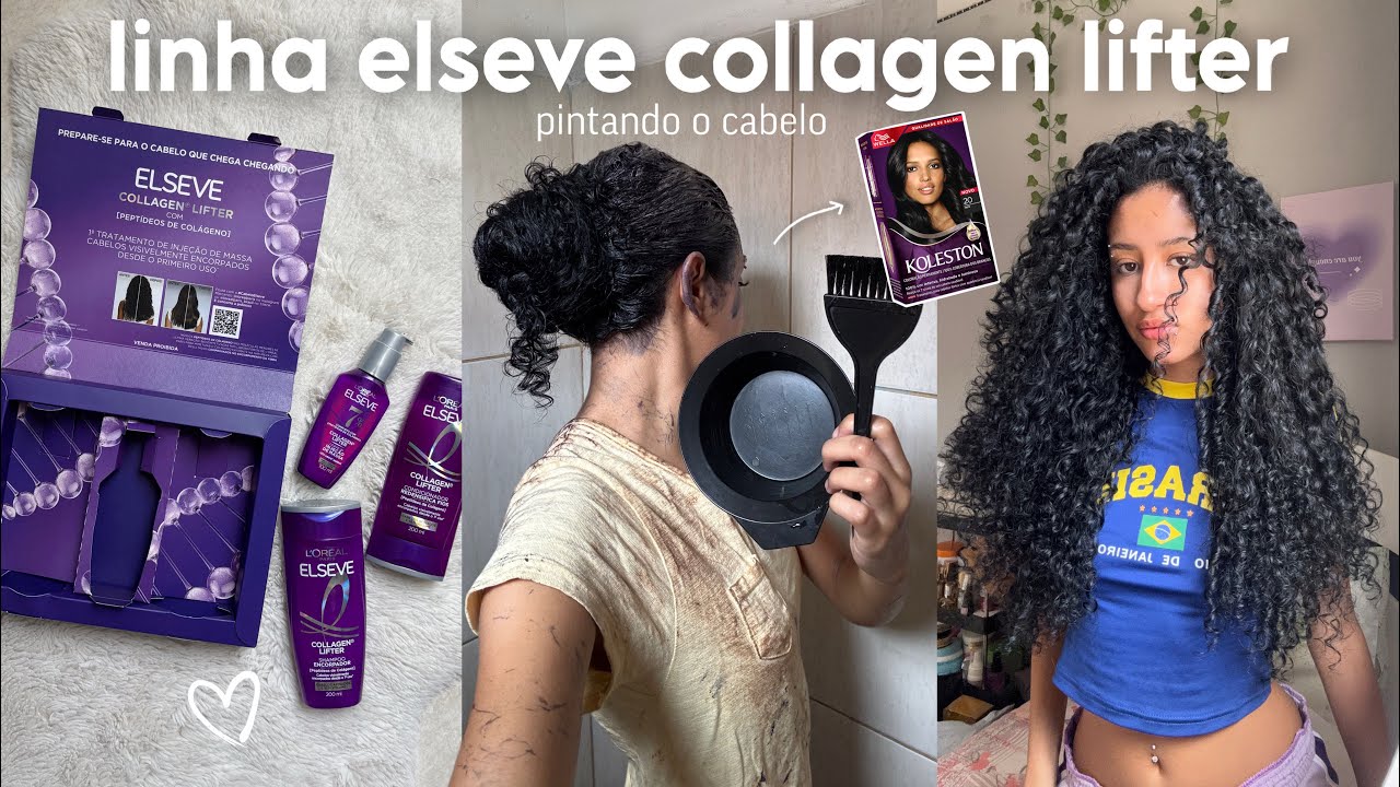 pintei o cabelo sozinha + testando a linha elseve COLLAGEN LIFTER no meu cabelo CACHEADO💗