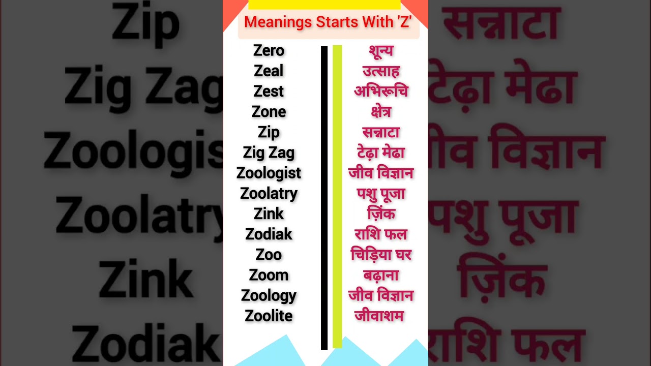 Meanings Which Starts From letter Z || #Shorts