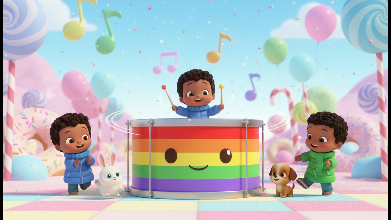 Happy Rainbow Drum 🥁🌈 | Music Fun | Kids Nursery Rhyme & Fun Song for Toddlers & Preschool