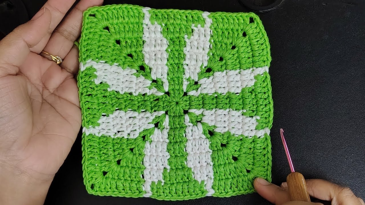Crochet flower motif mosaic granny square tutorial 