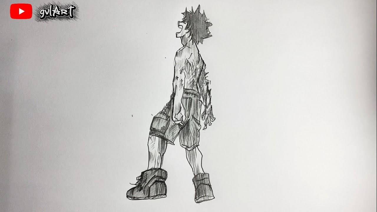 How to draw character deku from my hero academia easy