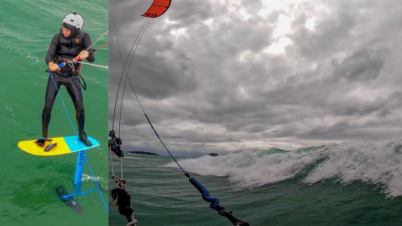 Kite Foiling with big waves