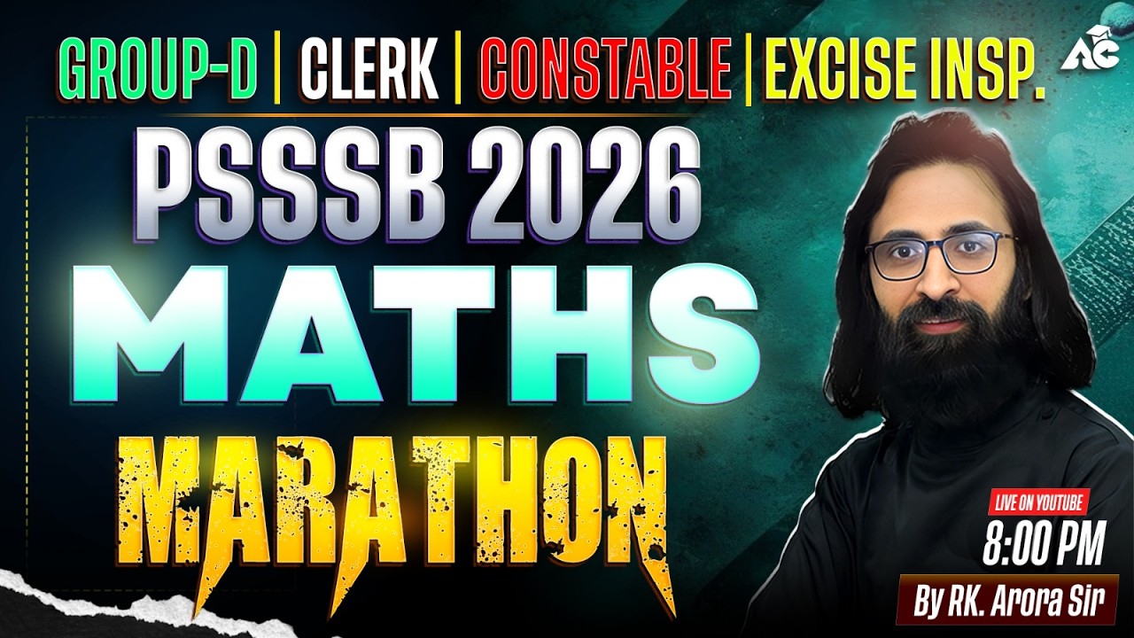 PSSSB Group D, Clerk & All Punjab State Exam 2026 | Maths Marathon Class By RK Arora Sir