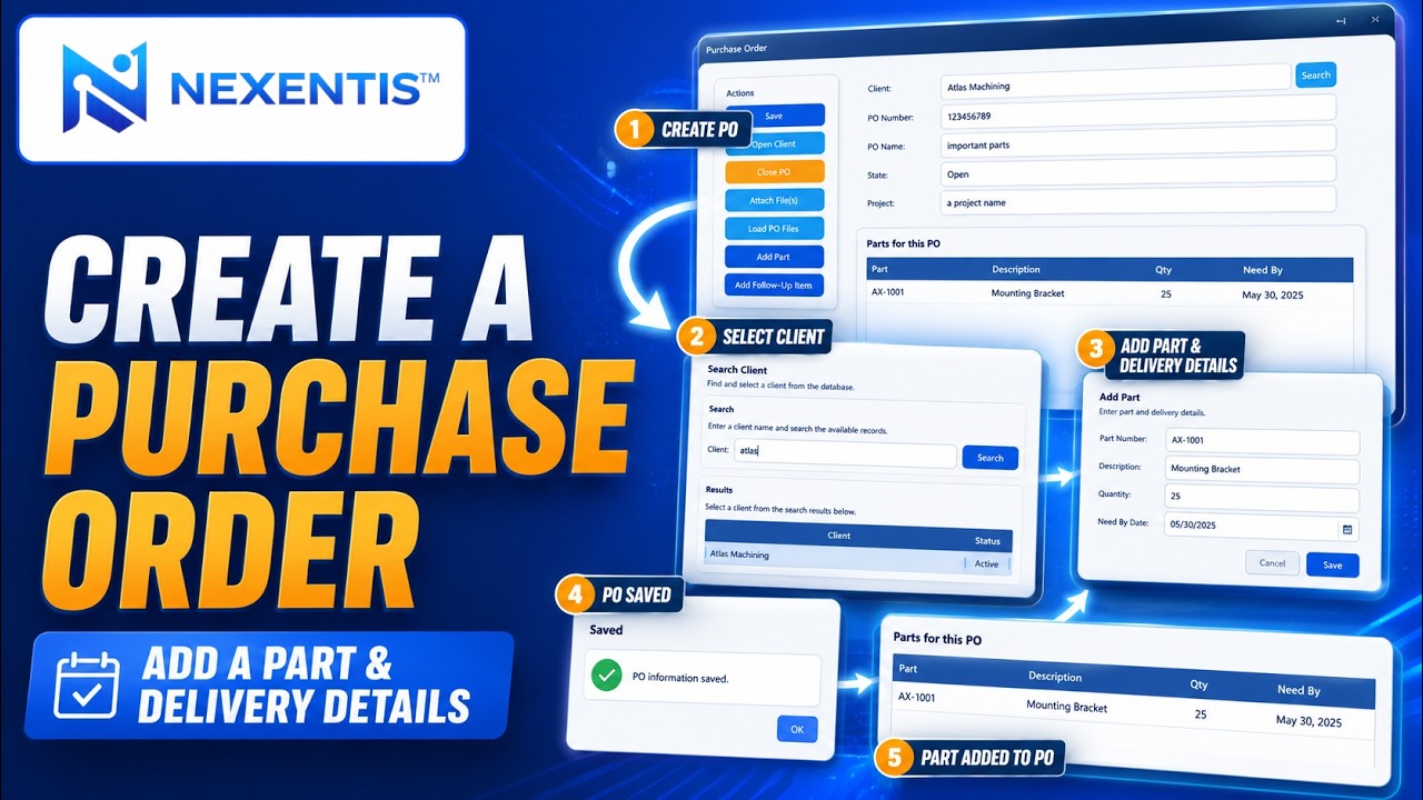 Create a Purchase Order in Nexentis | Add Parts