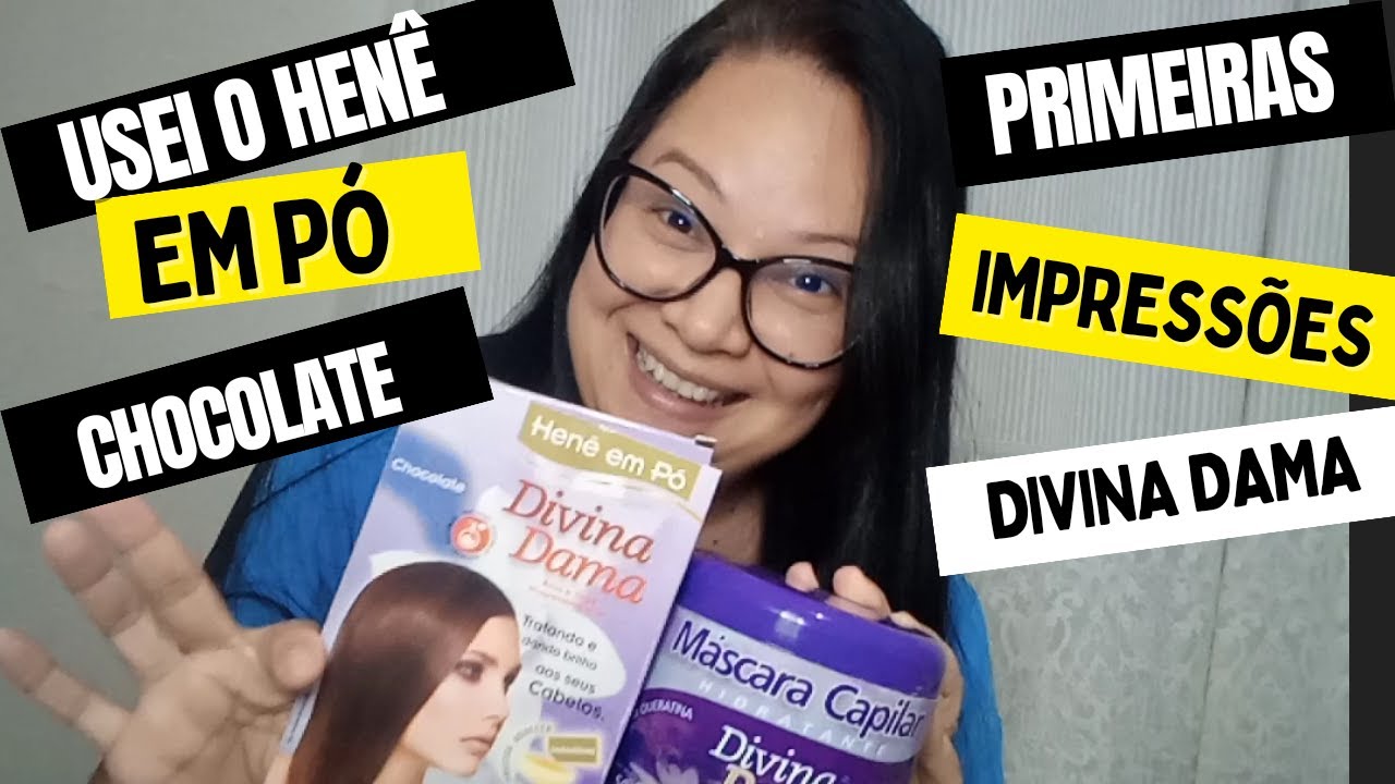 Usei Henê Divina Dama em pó da cor chocolate no meu cabelo preto. Primeiras impressões.