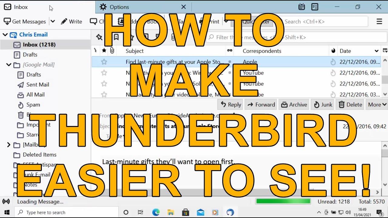 How to make Thunderbird Email Larger and easier to see