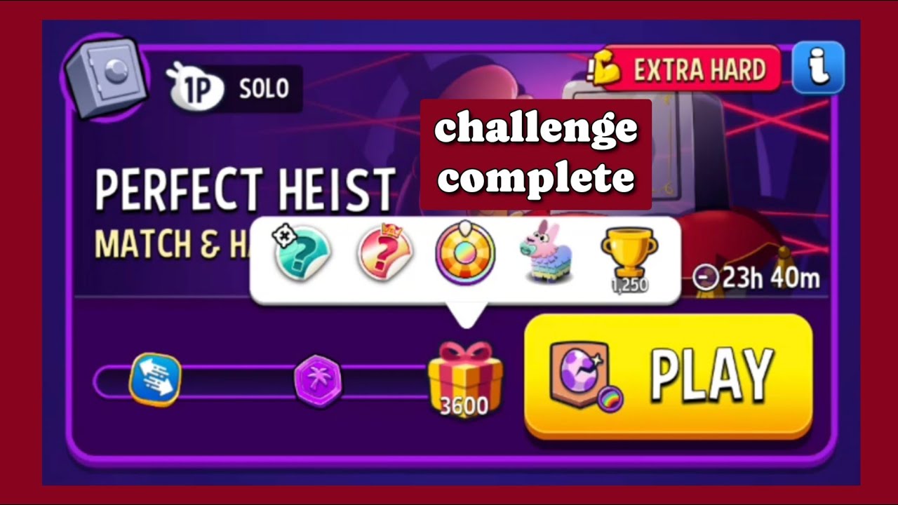 Extra hard match & hatch solo challenge|3600 points|perfect heist|match masters
