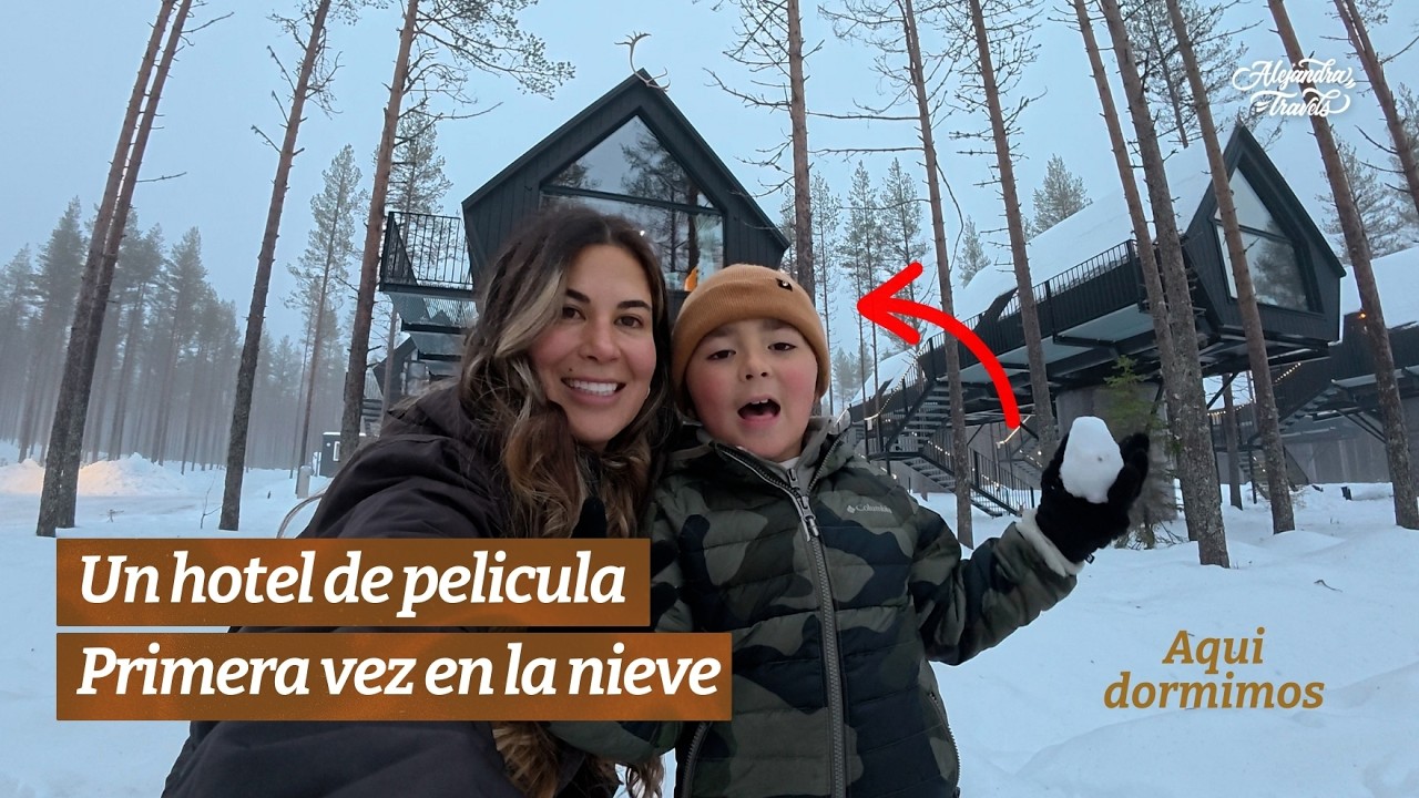 Nuestro hotel era una CASA EN EL ÁRBOL (tour + primera vez en la nieve)