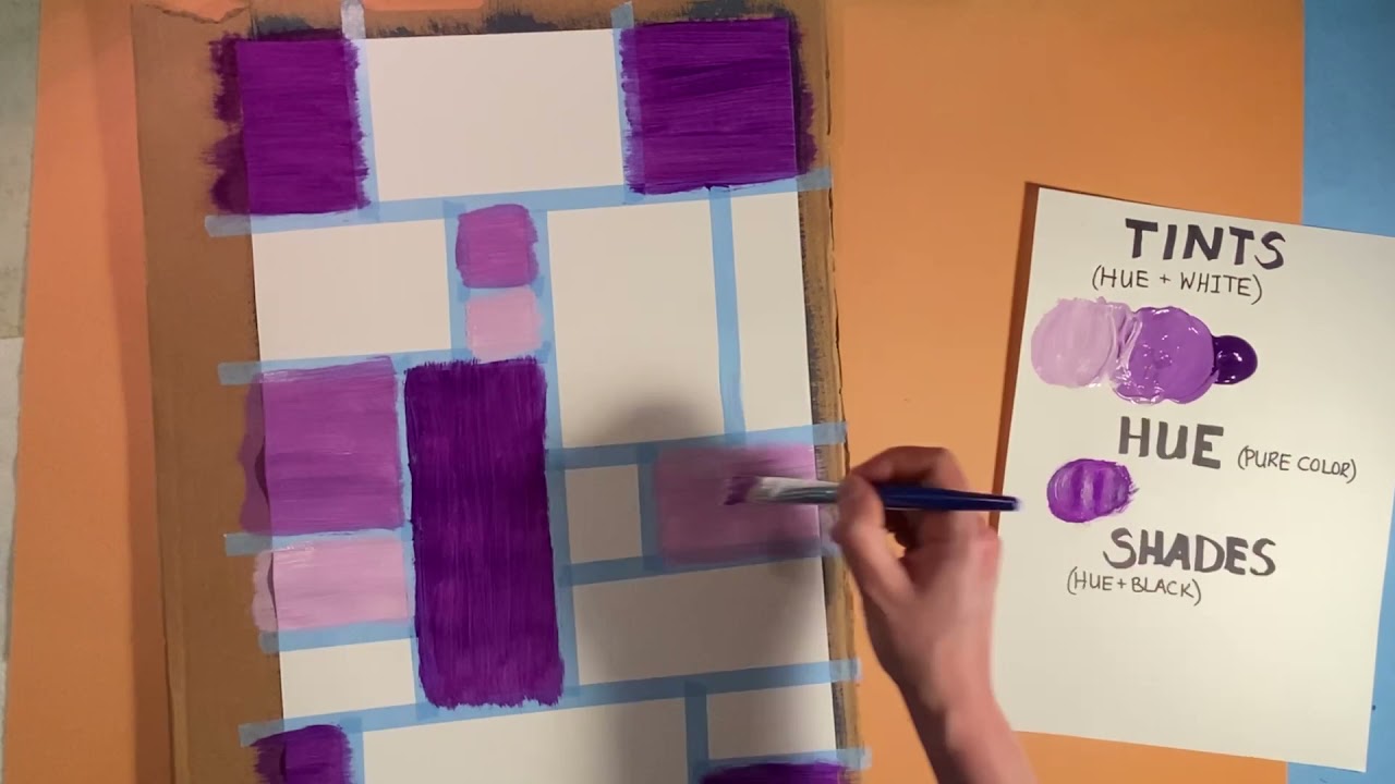 Tints and Shades Geometric Painting Elementary Art Lesson