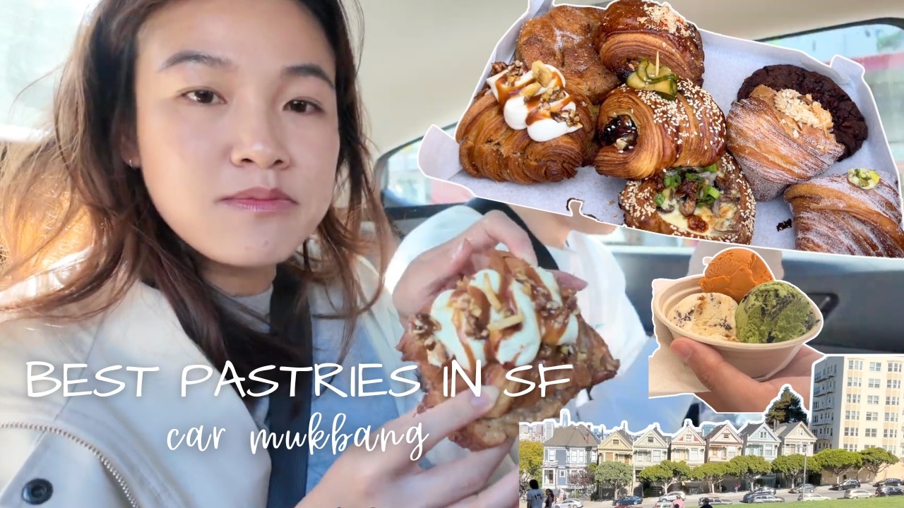 butter & crumble, pastry car mukbang driving across the city | San Francisco Food Tour