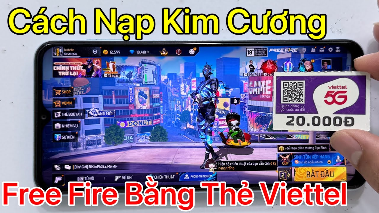 Cách nạp kim cương trong Free Fire bằng thẻ Viettel, Cách nạp thẻ Viettel vào Free Fire