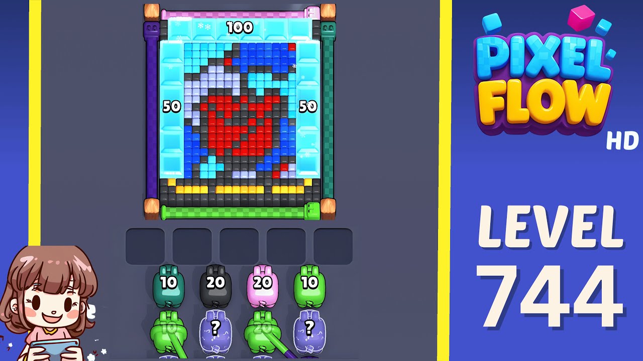 Pixel Flow Level 744 Solution Walkthrough