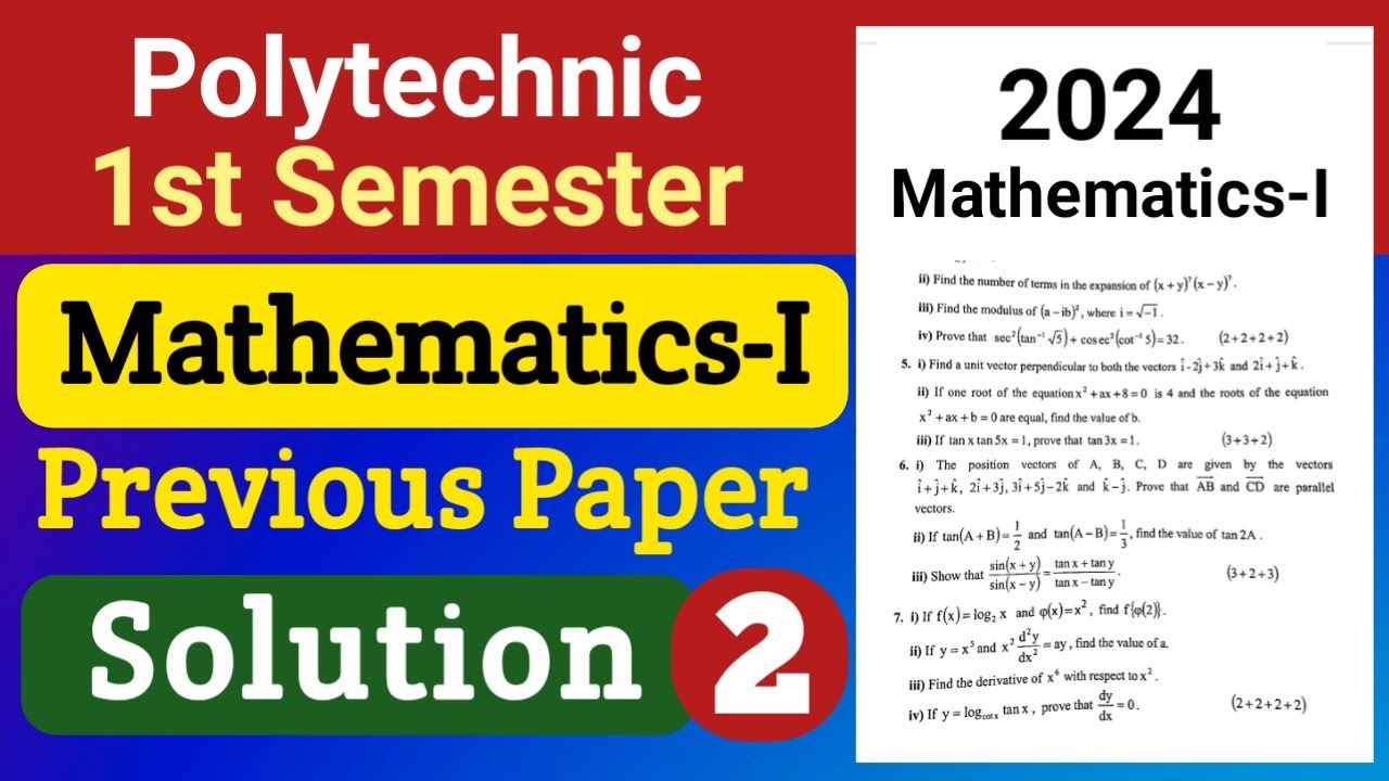 PYQ Solution (Part-2) | Mathematics-I, 2024 | 1st Semester Polytechnic | NatiTute