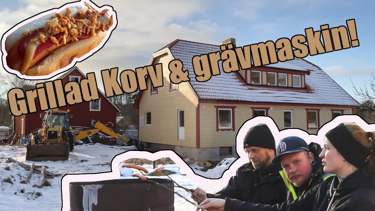 VAD GÖR GRÄVAREN? || Korvgrillning över eldtunnan || Ny vägg i köket || Birket - Del 93