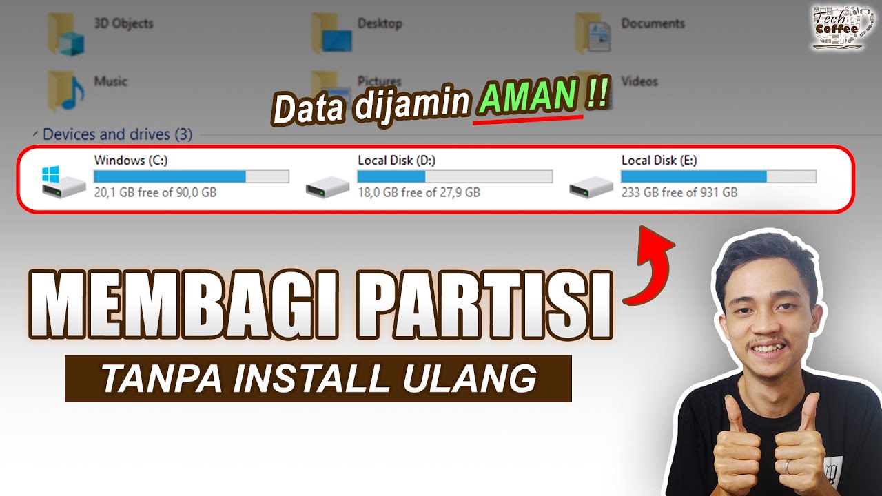 Cara Membagi Partisi Disk TANPA Install Ulang | SEMUA DATA AMAN ✅