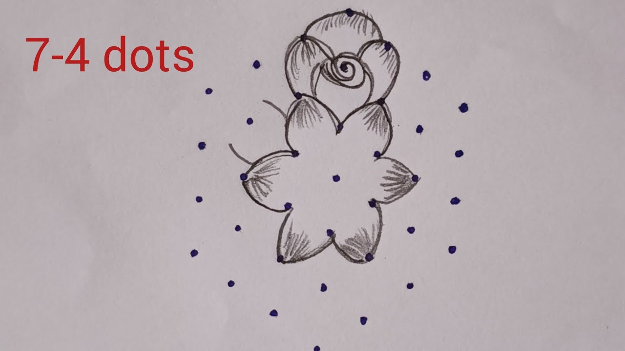Beautiful flower design with 11Dots🌺simple rangoli 🌺@shwetarangoliutk 
