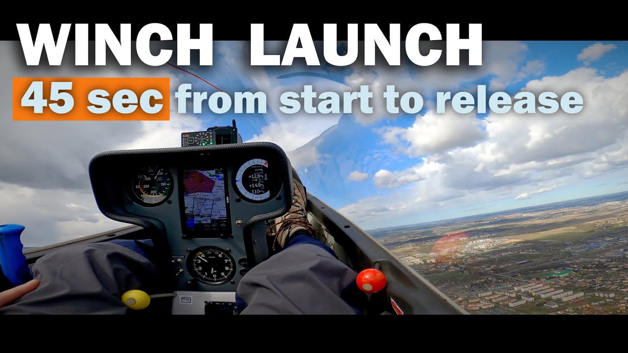 Start za wyciągarką / Winch launch / Glider DG300
