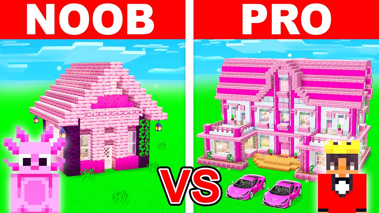 Mongo and Axy BARBIE House Battle in Minecraft!