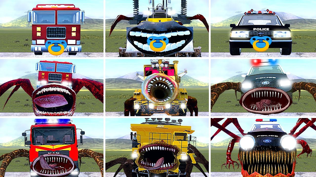NEW EVOLUTION CAR EATERS, CURSED POLICE CAR, FIRE TRUCK MONSTER ! NEW FORM EVOLUTION in Garry's Mod