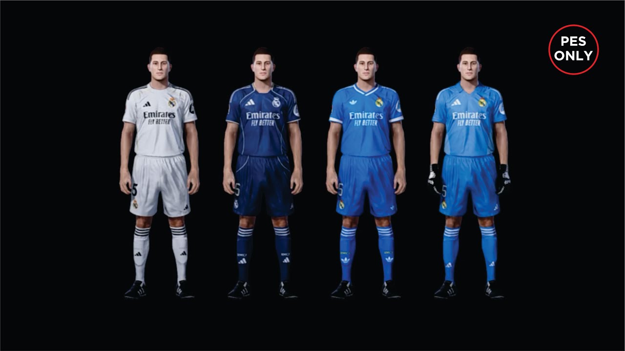 REAL MADRID KITS SEASON 2025-2026 PES 2021 SMOKEPATCH  (SIDER or CPK)