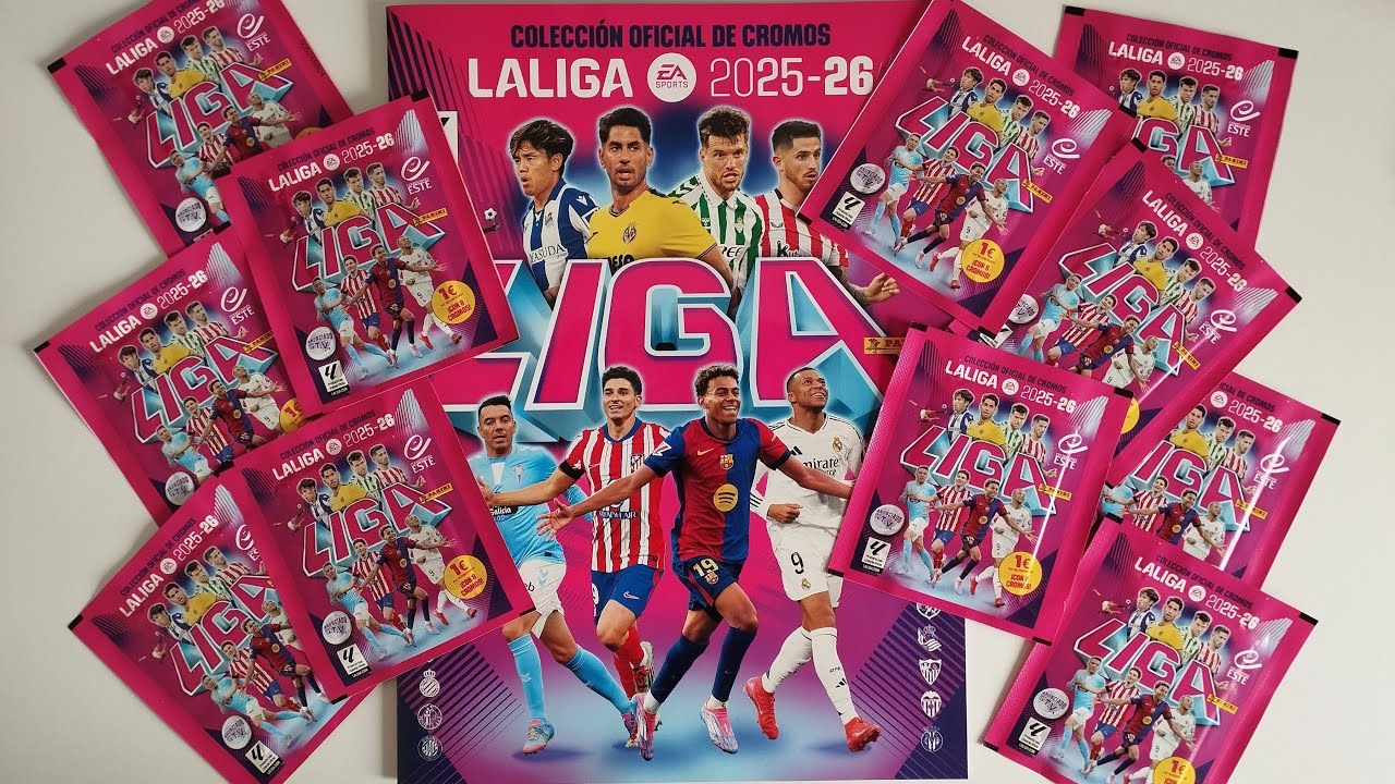 LAS COLECCIONES DEL OCIOSO 456: PANINI LIGA ESTE 2025/26 ALBUM SOBRES!! PREMIUM EXTRA GOLD LAMINE!!
