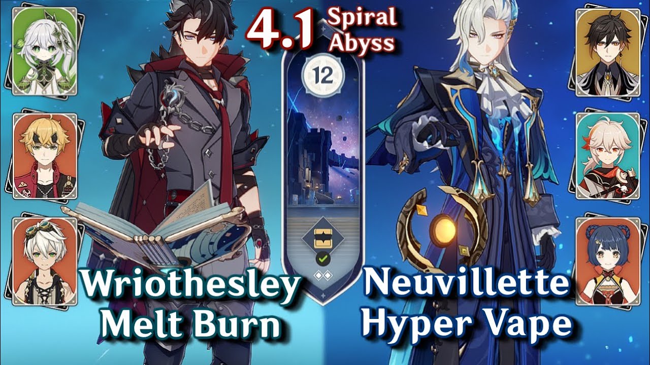 C0 Wriothesley Melt Burn & C0 Neuvillette Vape | Spiral Abyss 4.1 - Floor 12 9 Star | Genshin Impact