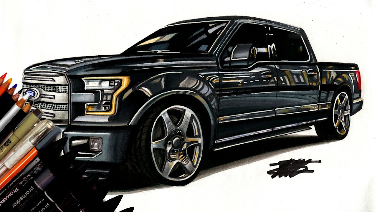 Realistic Car Drawing - Ford F150 - Time Lapse - Drawing Ideas