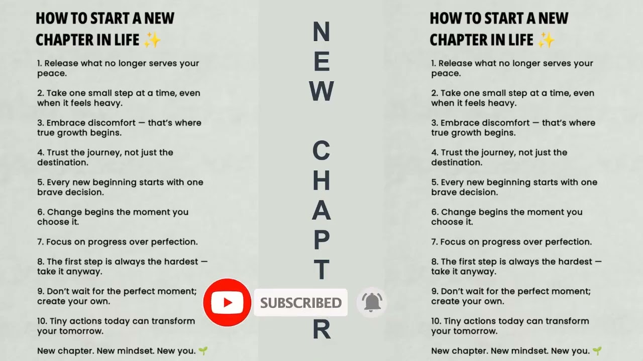 How to start a new chapter in life