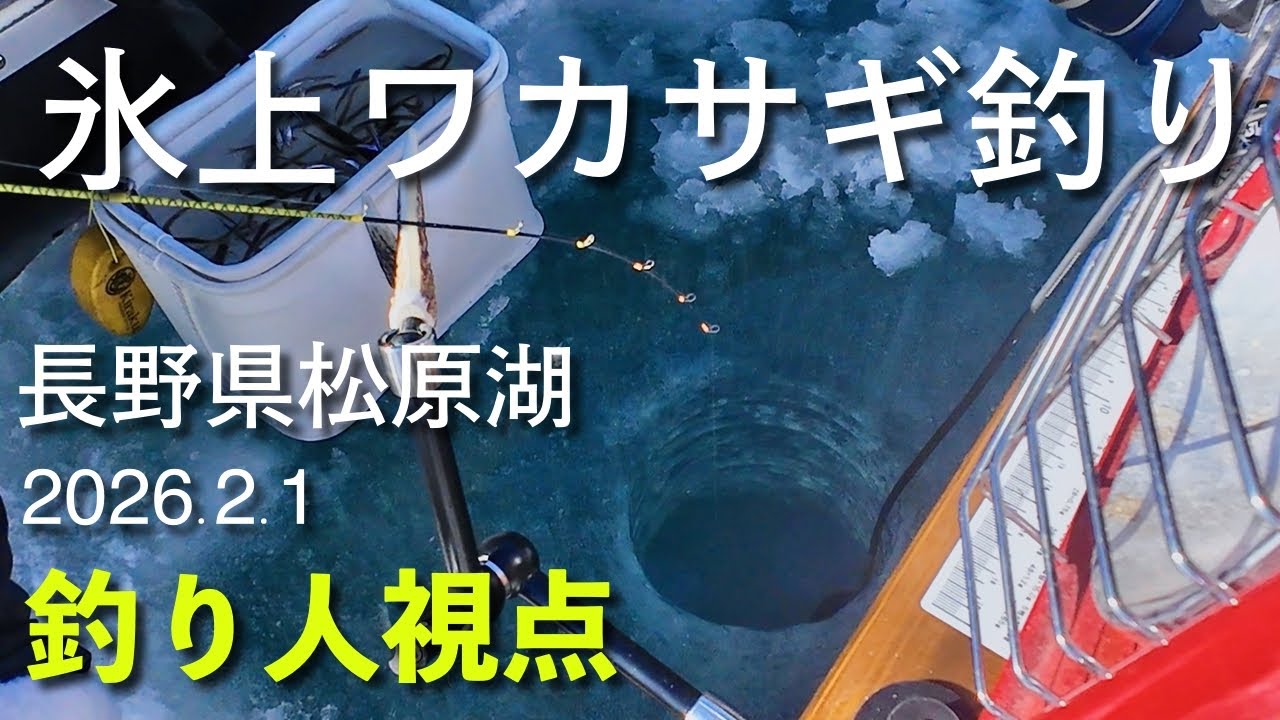 ワカサギ釣り　松原湖氷上　2026.2.1　釣り人視点カメラあり