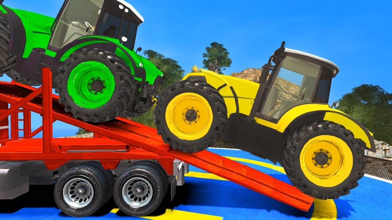 Farbe Traktoren mit Blitz Mcqueen Farben Autos in Spiderman Cartoon