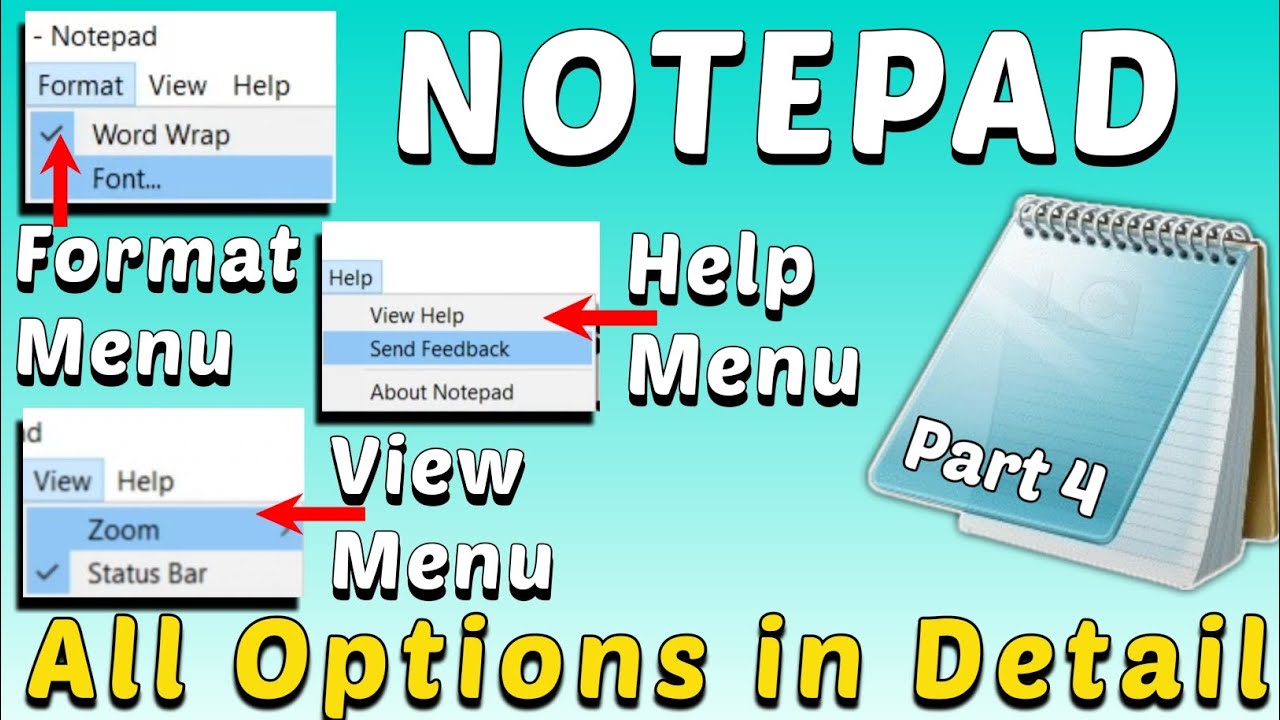 Notepad Format Help & View Menu | Notepad Series part 4