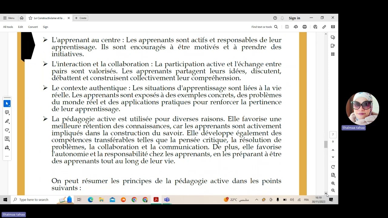 La Pédagogie active - Diplôme Professionnel de FLE -30/11/2023