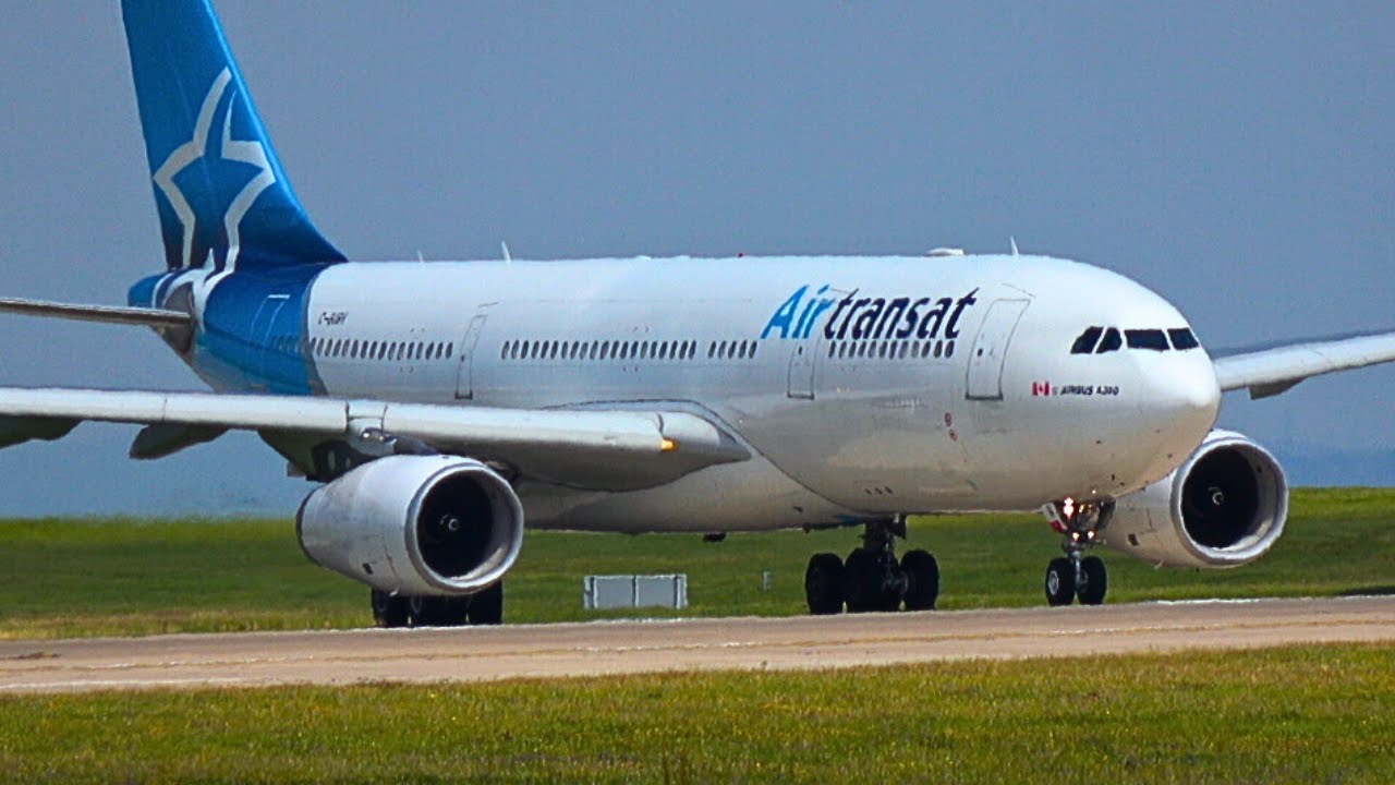 Air Transat A330-200 take off with BRUTAL engine sound from those Trent 700's!!
