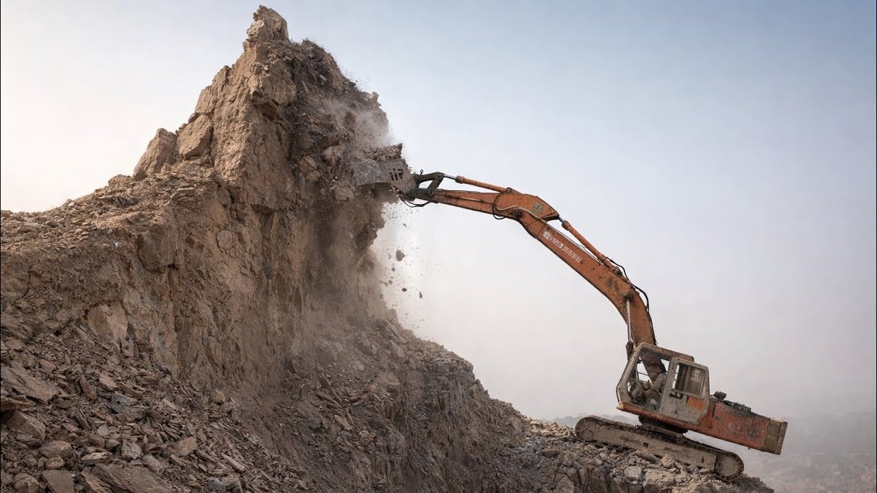 HILL DESTRUCTION: How to Break a Hill with an Excavator Machine! #excavators #stonemachinery #jcb