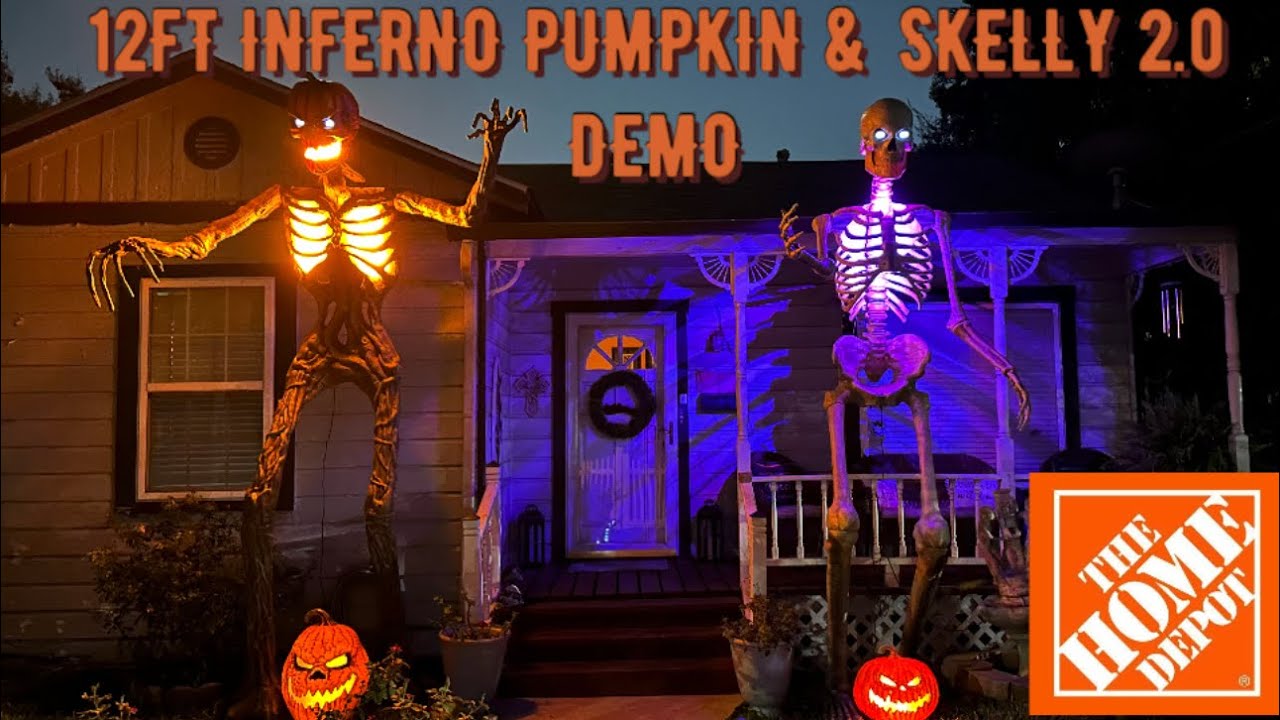 12FT INFERNO PUMPKIN & SKELLY 2.0 DEMO!! 🔥🎃💀🩻