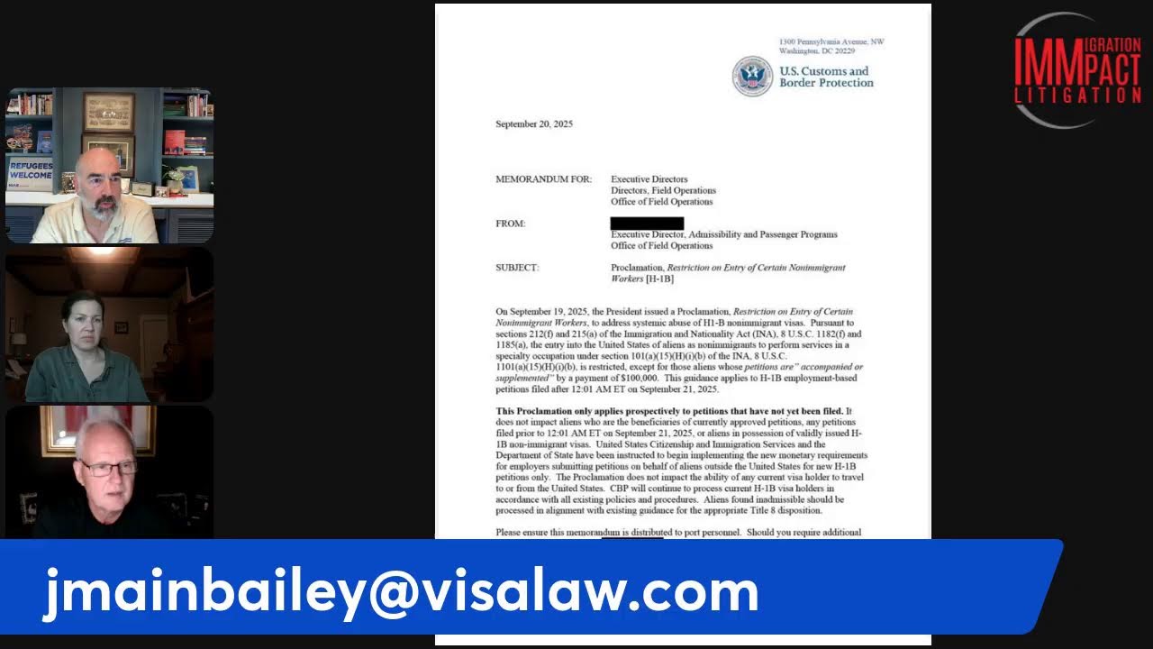 IMMpact Litigation Emergency Update - H-1B Travel Ban