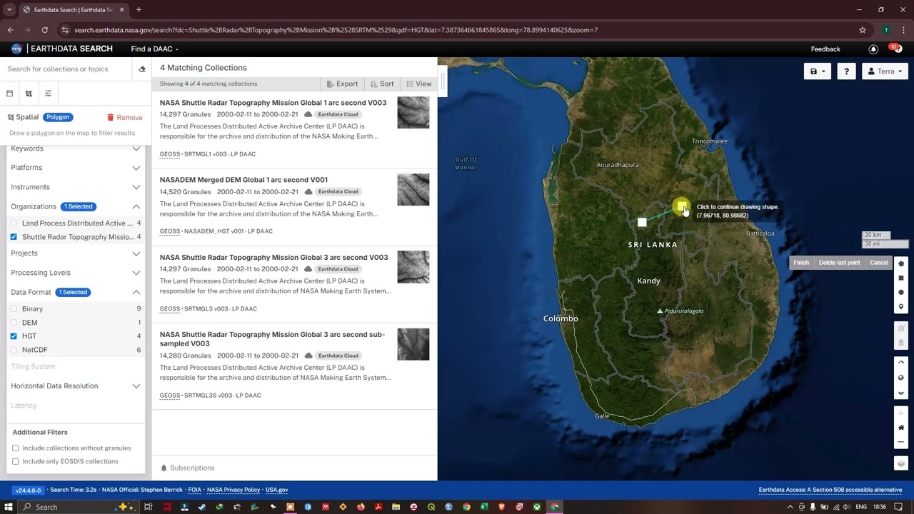 Download Elevation data from NASA Earthdata gateway
