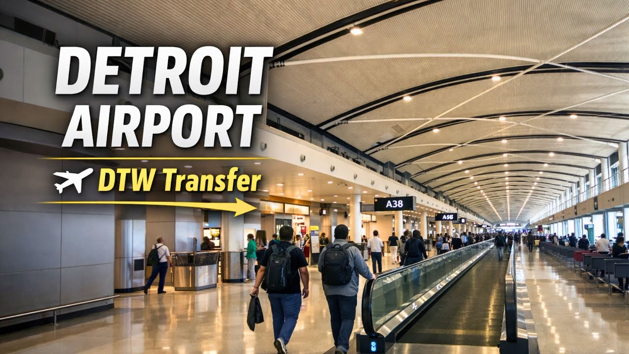 Transferring at Detroit Airport (DTW) | McNamara Terminal Concourse A Walk | 4K