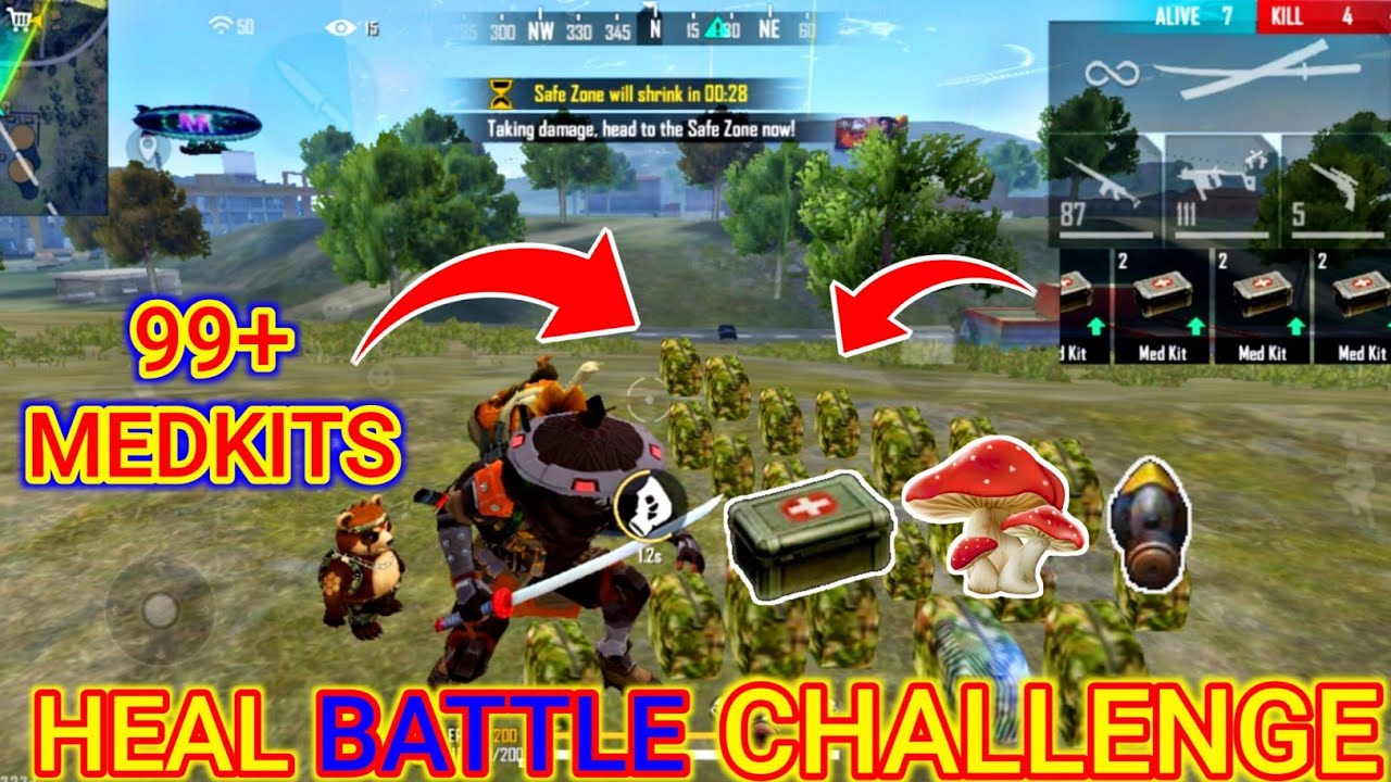HEAL BATTLE IN LAST ZONE / LAST ZONE VS MEDKIT / MEDKIT CHALLENGE / FREE FIRE CHALLENGE / #freefire