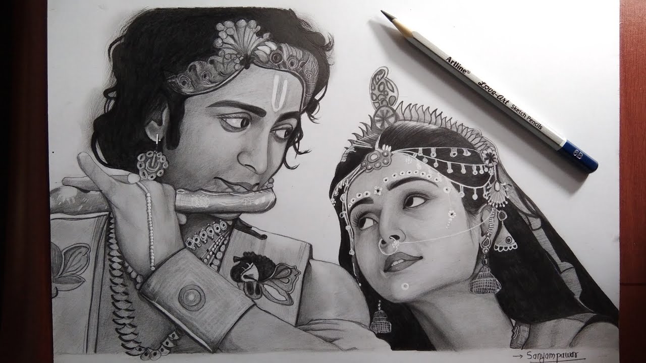 Drawing Radha Krishna/ how to draw Radha Krishna (part 02)