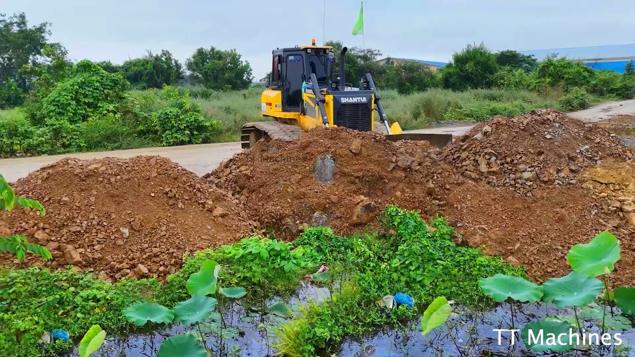 Next Zone 3 Project Of New Model Shatui Dozer CH17C3 Pro Deep Small Lake & Mini Dump Trucks Dumping