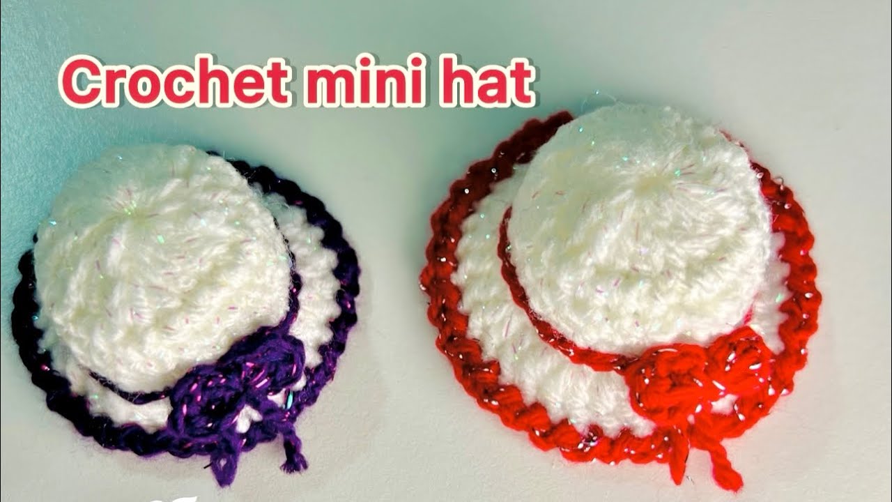 Crochet mini hat #crochetsmallhat #crochethatkeychain